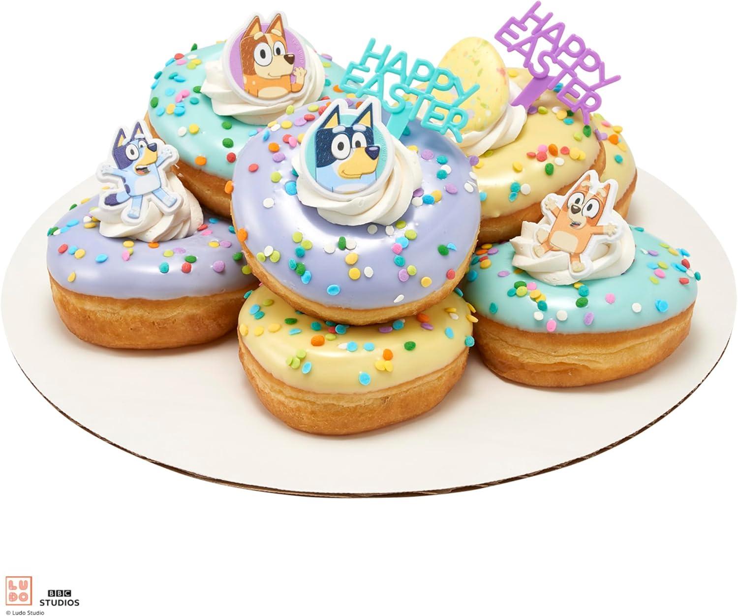 imageDecoPac Bluey So Much Fun Rings 24 Cupcake Decorations Featuring Bluey Bingo Bandit and Chilli 3D Food Safe Cake Toppers 24 Pack14 x 175 inches