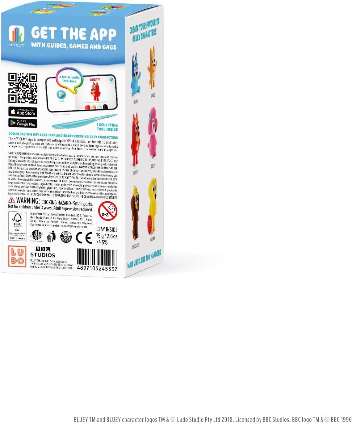 imageHEY CLAY Bluey amp Friends AirDrying Clay for Kids Arts and Crafts Creative Modeling Clay Kit Children Ages 48 RustyRusty