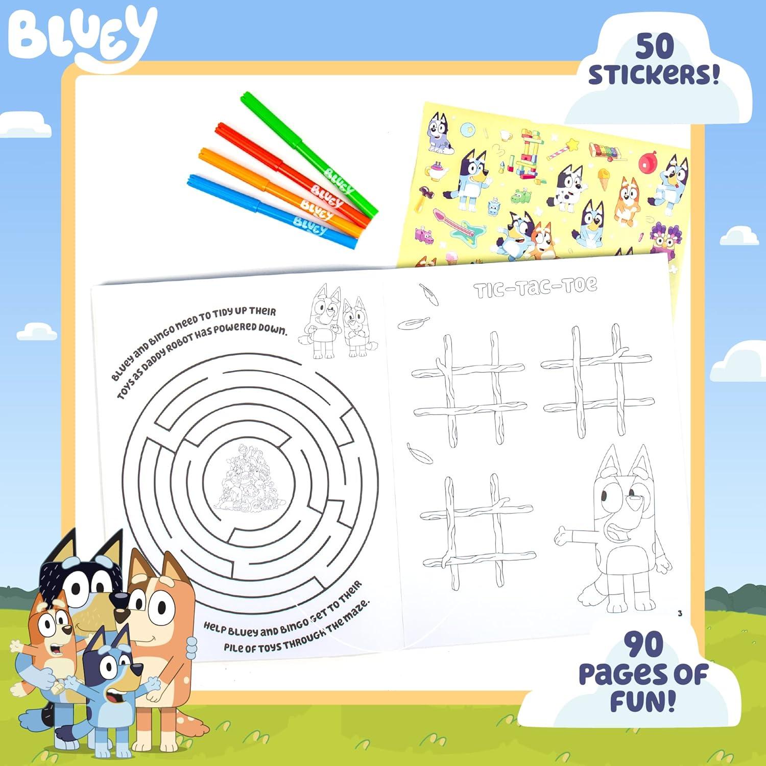 imageHorizon Group USA Activity Book for Kids Coloring and Sticker Games for Children Includes Markers BlueyBluey