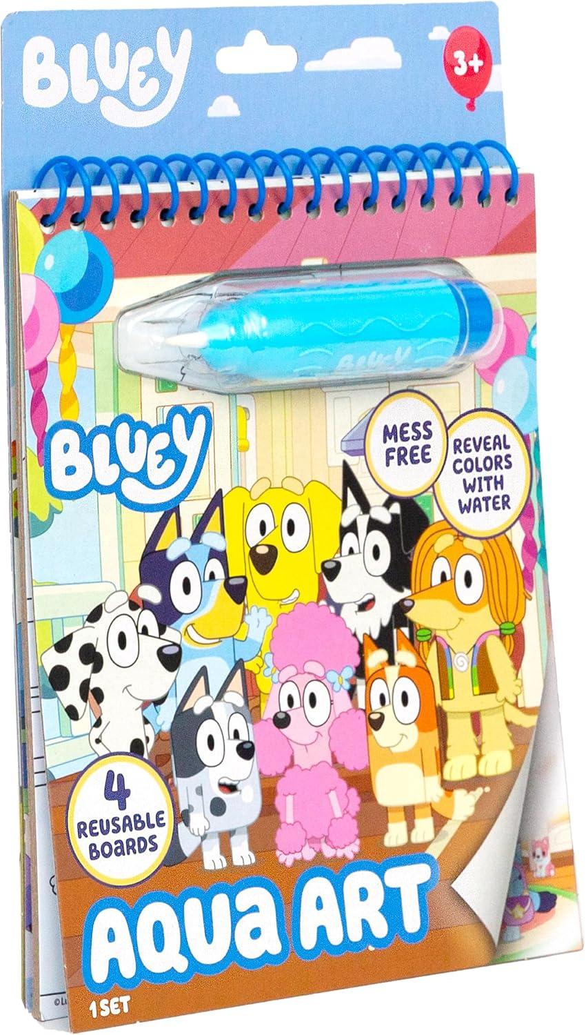 imageHorizon Group USA Bluey Aqua Art Reusable Water Reveal Activity Pages With Water Pen for NoMess Drawing and ColoringBluey and Friends