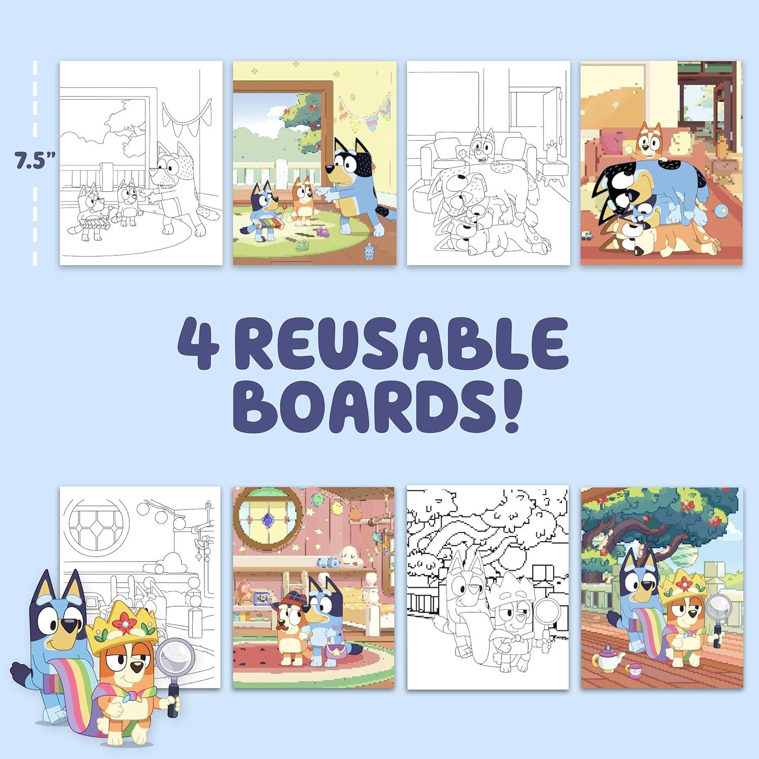 imageHorizon Group USA Bluey Aqua Art Reusable Water Reveal Activity Pages With Water Pen for NoMess Drawing and ColoringBluey and Friends
