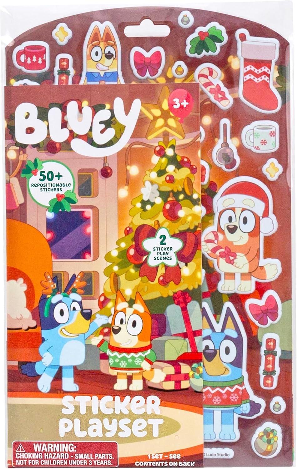 imageHorizon Group USA Bluey Sticker Playset 2 Sticker Play Scenes 35 Reusable Puffy Bluey Repositionable Stickers for Kids Perfect for Travel ScreenFree FunBluey Holiday