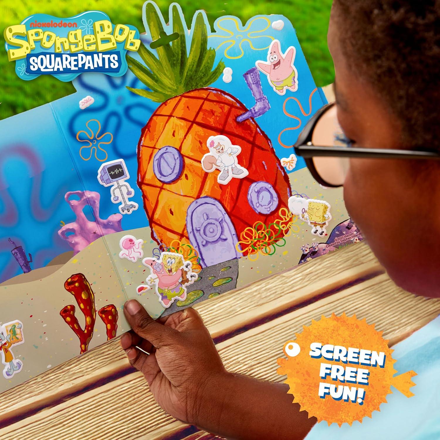 imageHorizon Group USA Bluey Sticker Playset 2 Sticker Play Scenes 35 Reusable Puffy Bluey Repositionable Stickers for Kids Perfect for Travel ScreenFree FunSpongebob