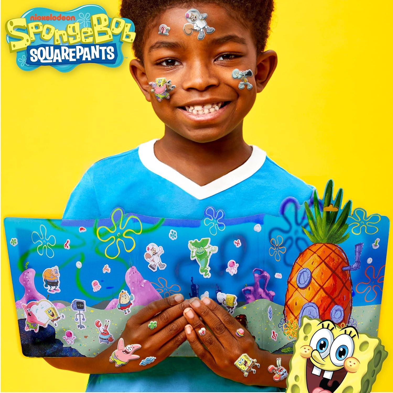 imageHorizon Group USA Bluey Sticker Playset 2 Sticker Play Scenes 35 Reusable Puffy Bluey Repositionable Stickers for Kids Perfect for Travel ScreenFree FunSpongebob