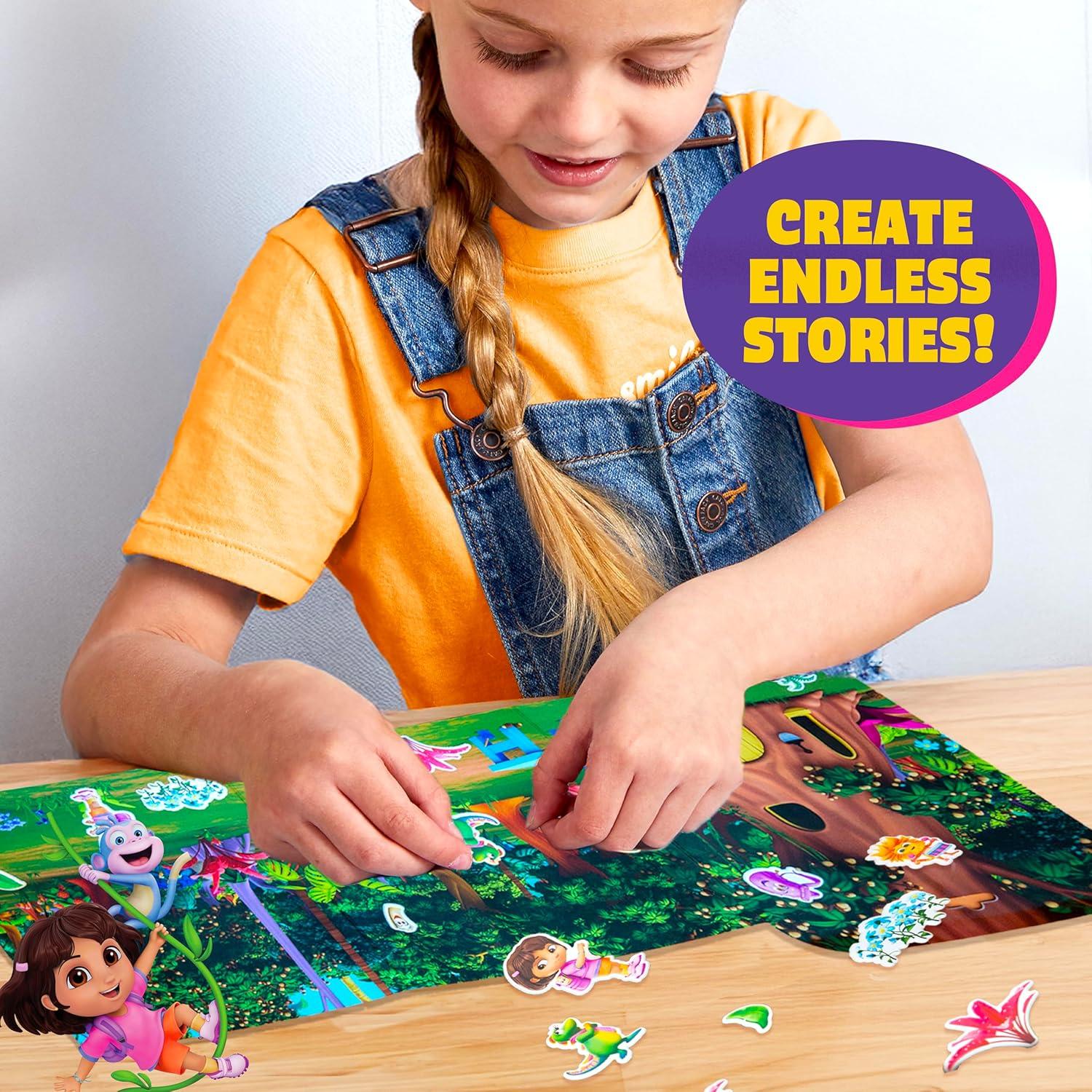 imageHorizon Group USA Bluey Sticker Playset 2 Sticker Play Scenes 35 Reusable Puffy Bluey Repositionable Stickers for Kids Perfect for Travel ScreenFree FunDora