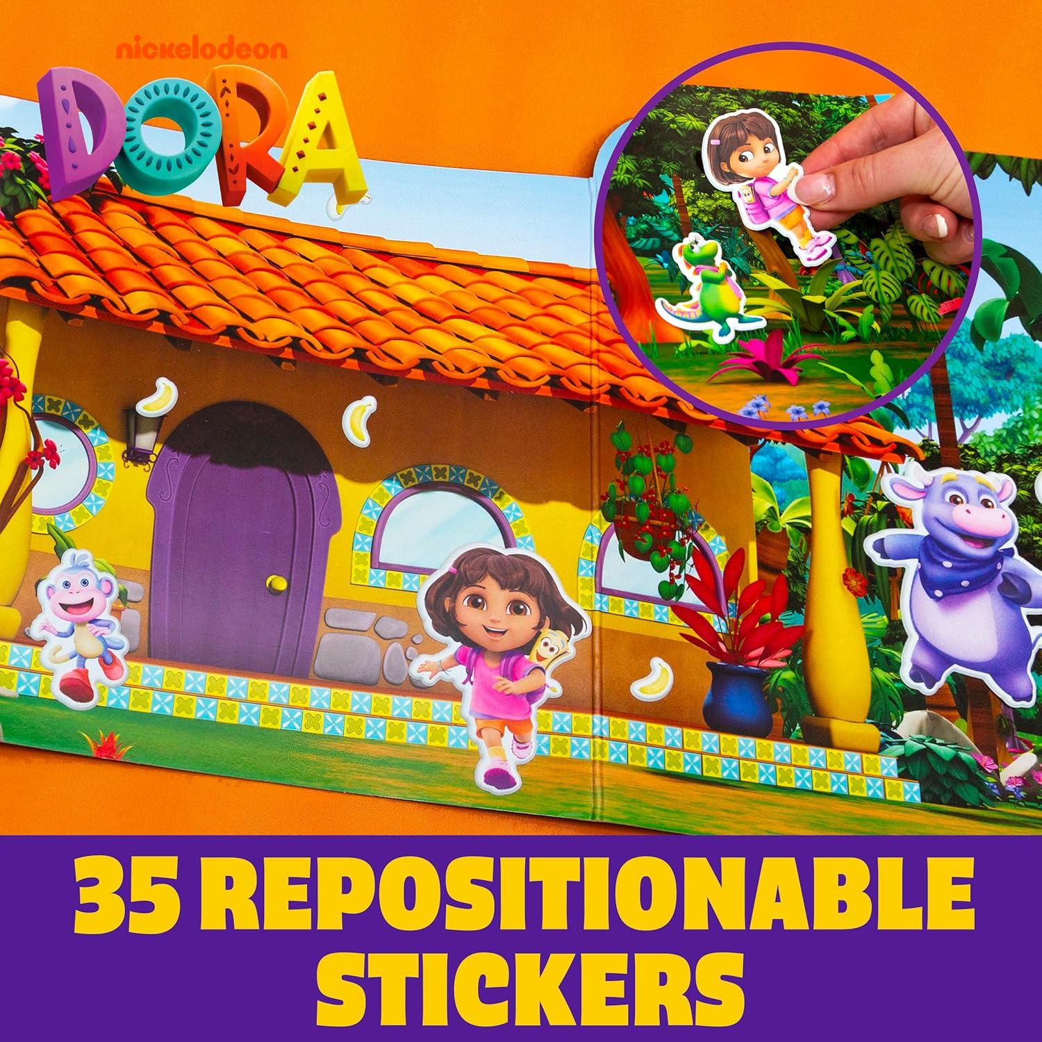 imageHorizon Group USA Bluey Sticker Playset 2 Sticker Play Scenes 35 Reusable Puffy Bluey Repositionable Stickers for Kids Perfect for Travel ScreenFree FunDora