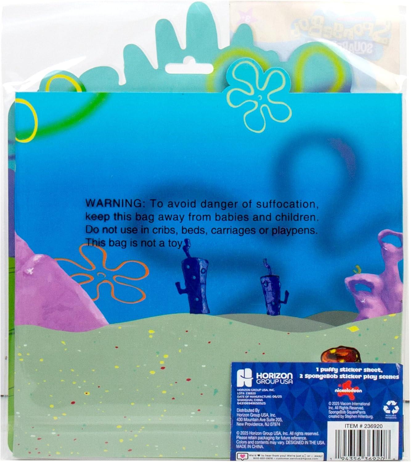 imageHorizon Group USA Bluey Sticker Playset 2 Sticker Play Scenes 35 Reusable Puffy Bluey Repositionable Stickers for Kids Perfect for Travel ScreenFree FunSpongebob