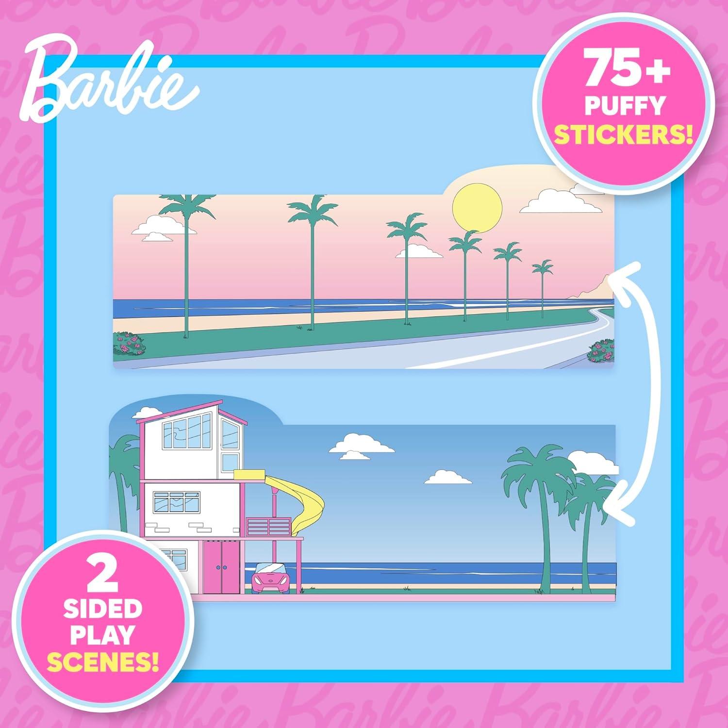 imageHorizon Group USA Bluey Sticker Playset 2 Sticker Play Scenes 35 Reusable Puffy Bluey Repositionable Stickers for Kids Perfect for Travel ScreenFree FunBarbie