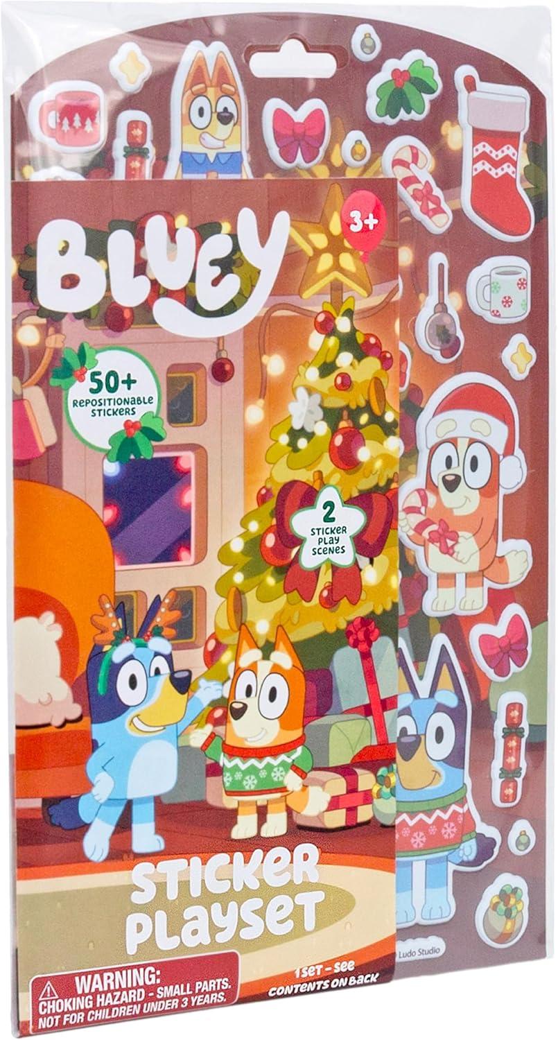imageHorizon Group USA Bluey Sticker Playset 2 Sticker Play Scenes 35 Reusable Puffy Bluey Repositionable Stickers for Kids Perfect for Travel ScreenFree FunBluey Holiday