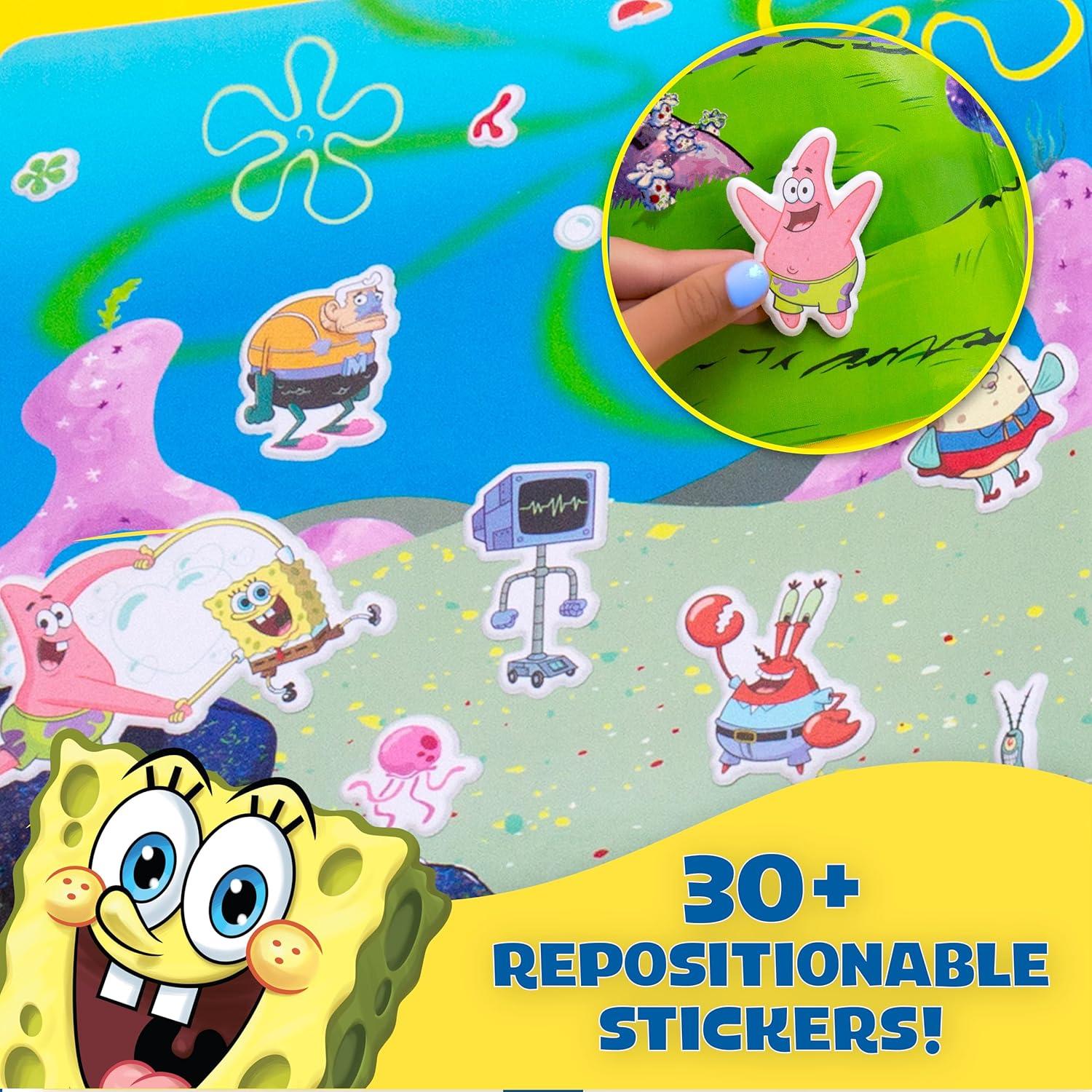 imageHorizon Group USA Bluey Sticker Playset 2 Sticker Play Scenes 35 Reusable Puffy Bluey Repositionable Stickers for Kids Perfect for Travel ScreenFree FunSpongebob