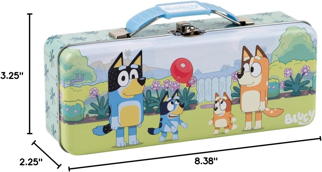 imageThe Tin Box Company Bluey Pencil Box with Handle Clasp amp Hinge Model 47940712 Pencil Box with Handle 838 x 338 x 214D with hinge and claspBluey