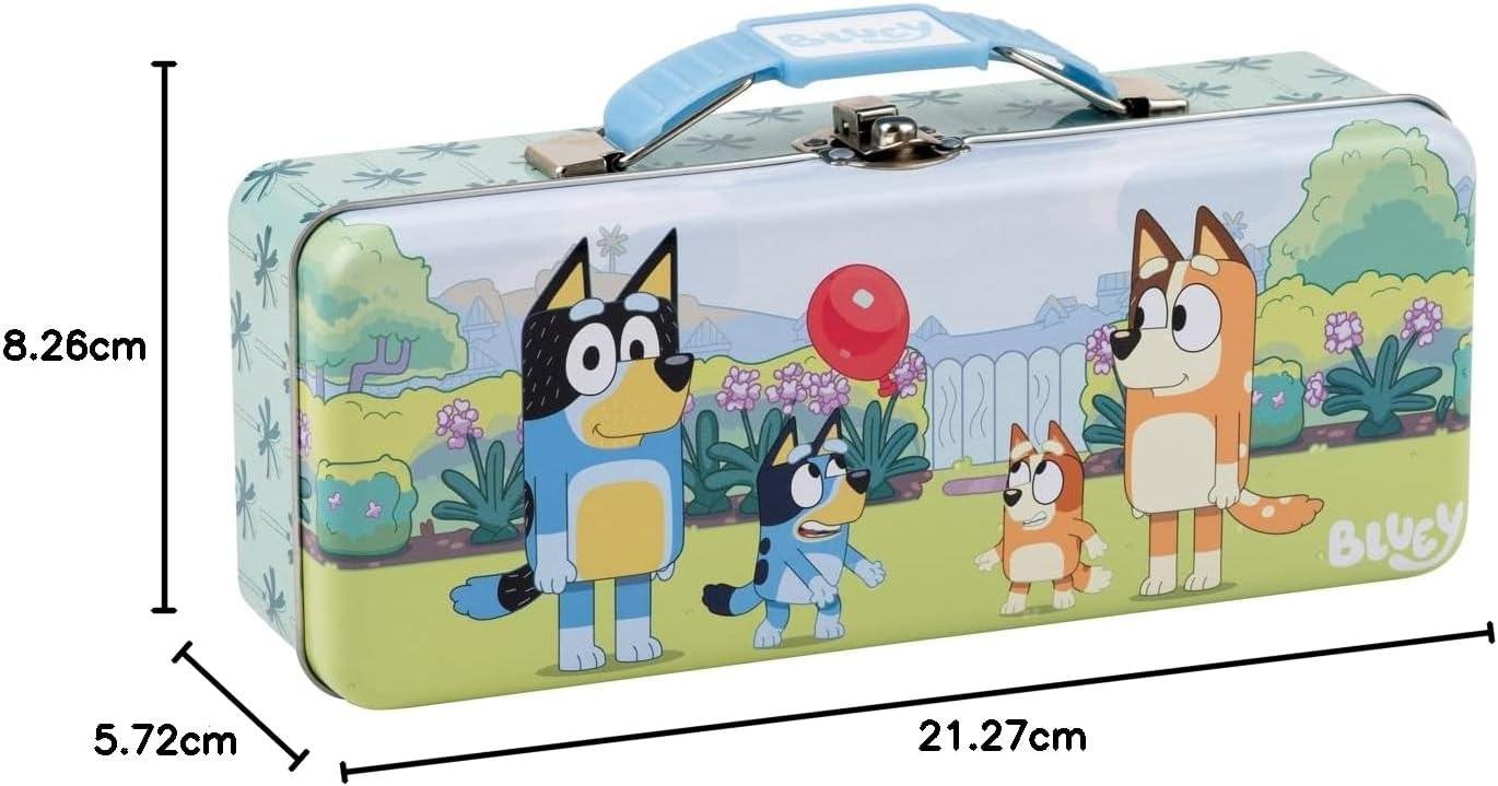 imageThe Tin Box Company Bluey Pencil Box with Handle Clasp amp Hinge Model 47940712 Pencil Box with Handle 838 x 338 x 214D with hinge and claspBluey
