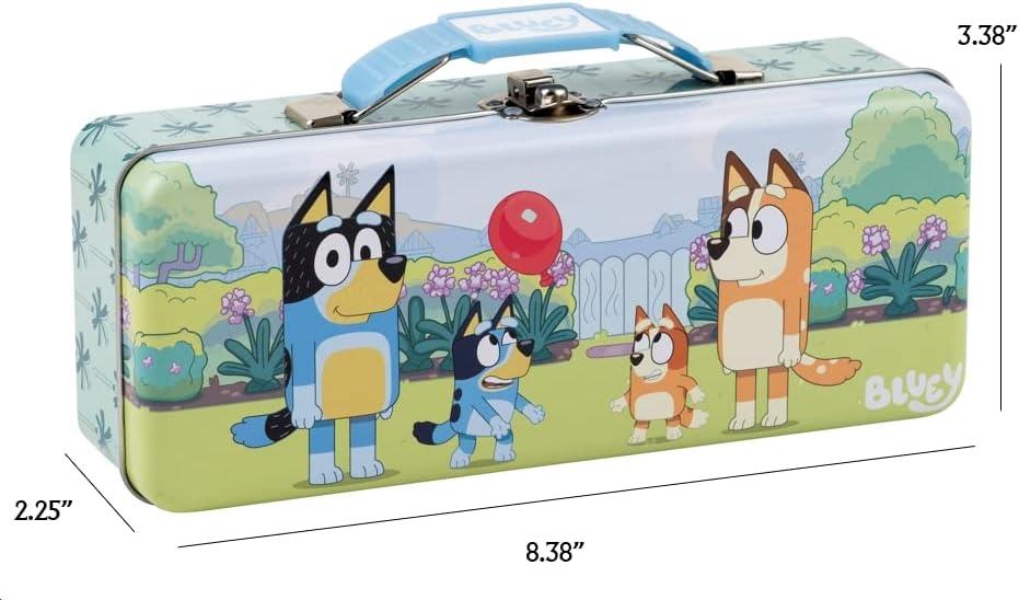 imageThe Tin Box Company Bluey Pencil Box with Handle Clasp amp Hinge Model 47940712 Pencil Box with Handle 838 x 338 x 214D with hinge and claspBluey