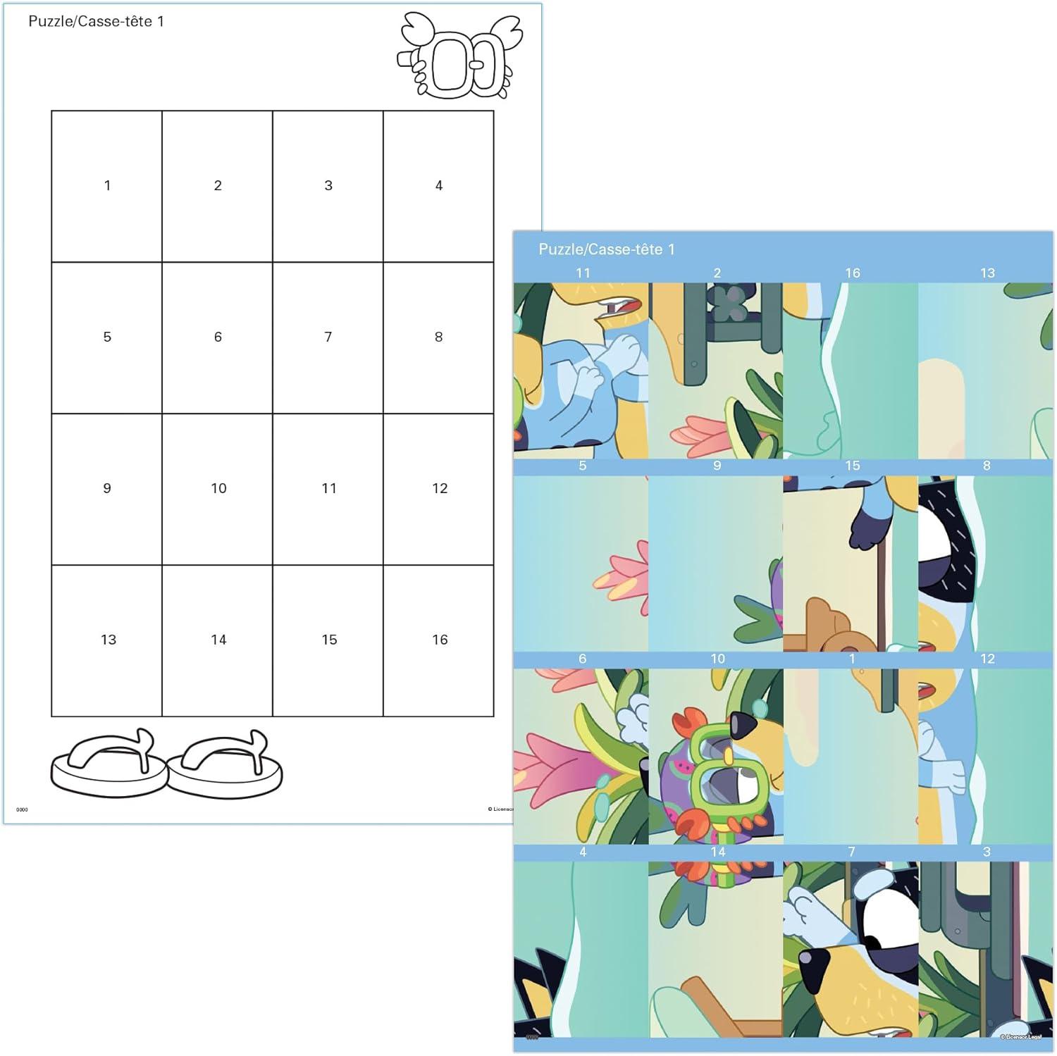 imageTrends International Bluey Bandit and Chilli Adventures Sticker Puzzle Pack 12 Puzzles 4 Boards Multicolor Beginner Ages 3