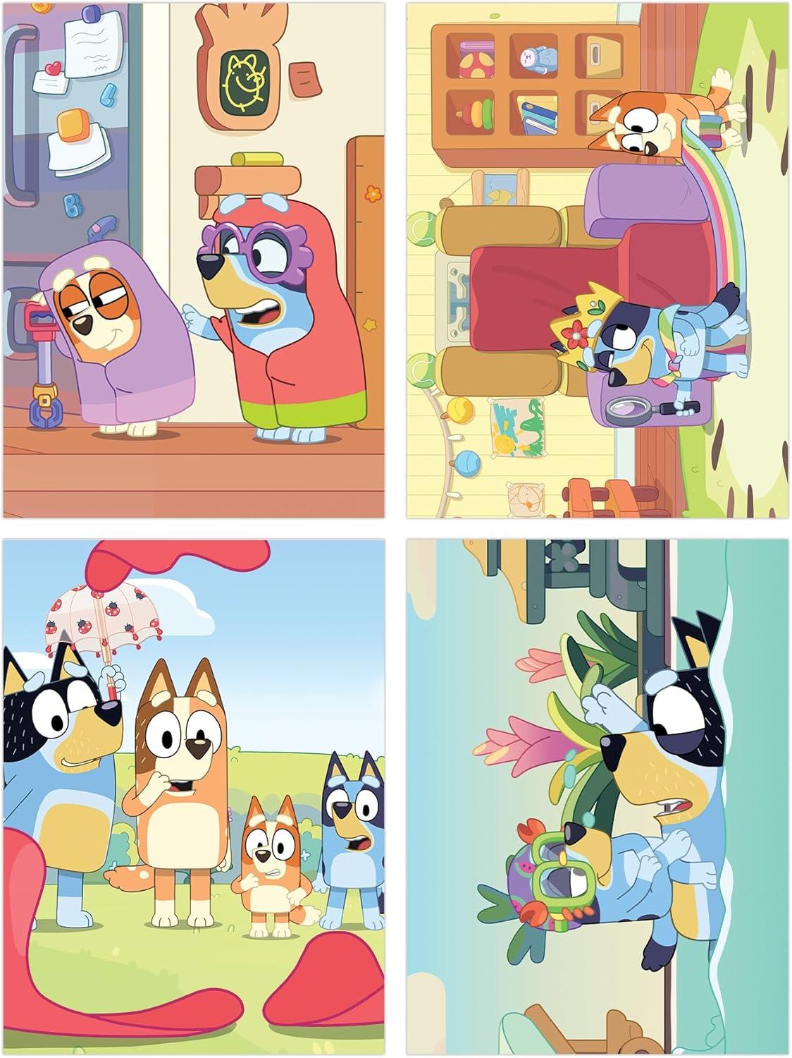 imageTrends International Bluey Bandit and Chilli Adventures Sticker Puzzle Pack 12 Puzzles 4 Boards Multicolor Beginner Ages 3