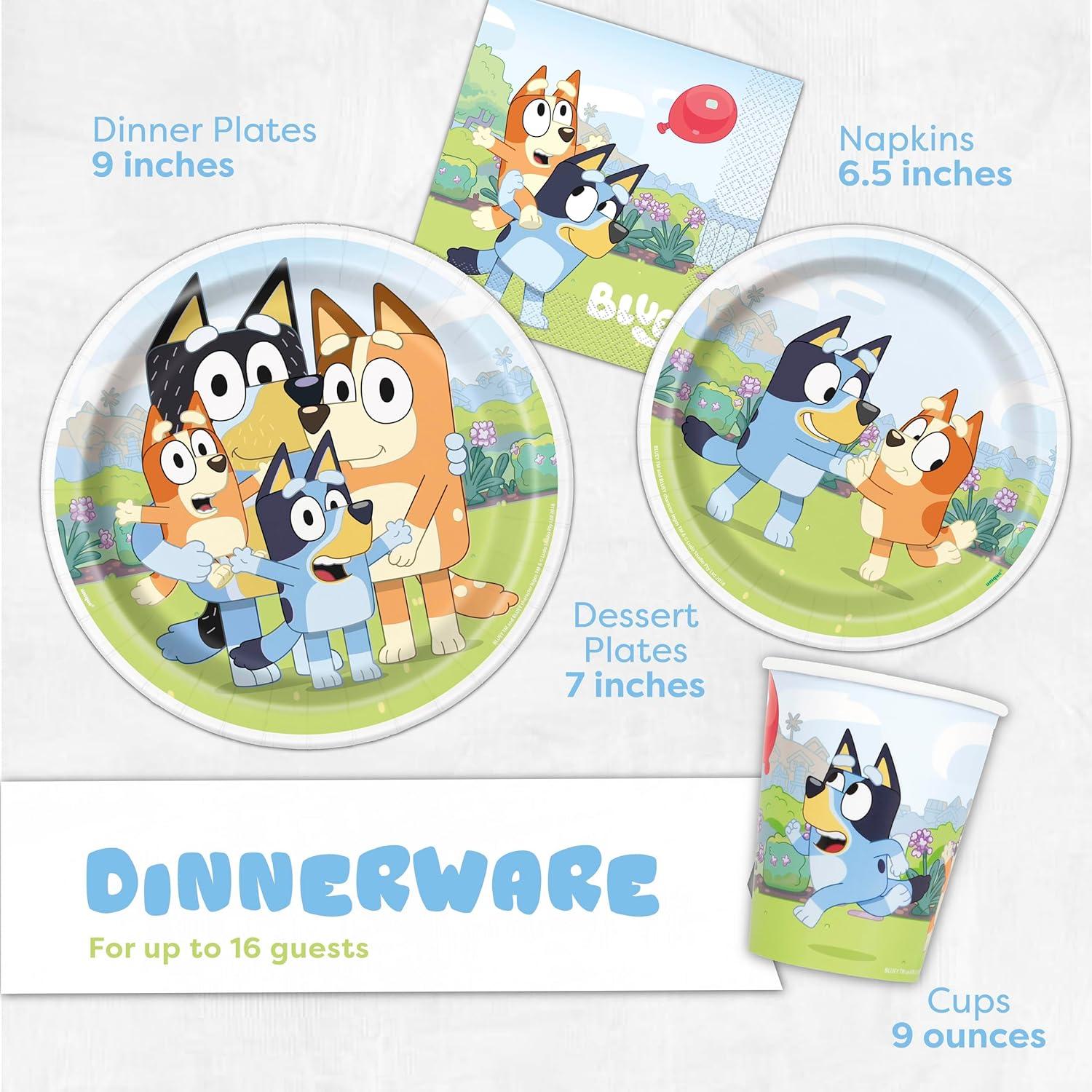 imageUnique Bluey Birthday Party Supplies and Decorations Bluey Tablecover Plates Cups Napkins Button