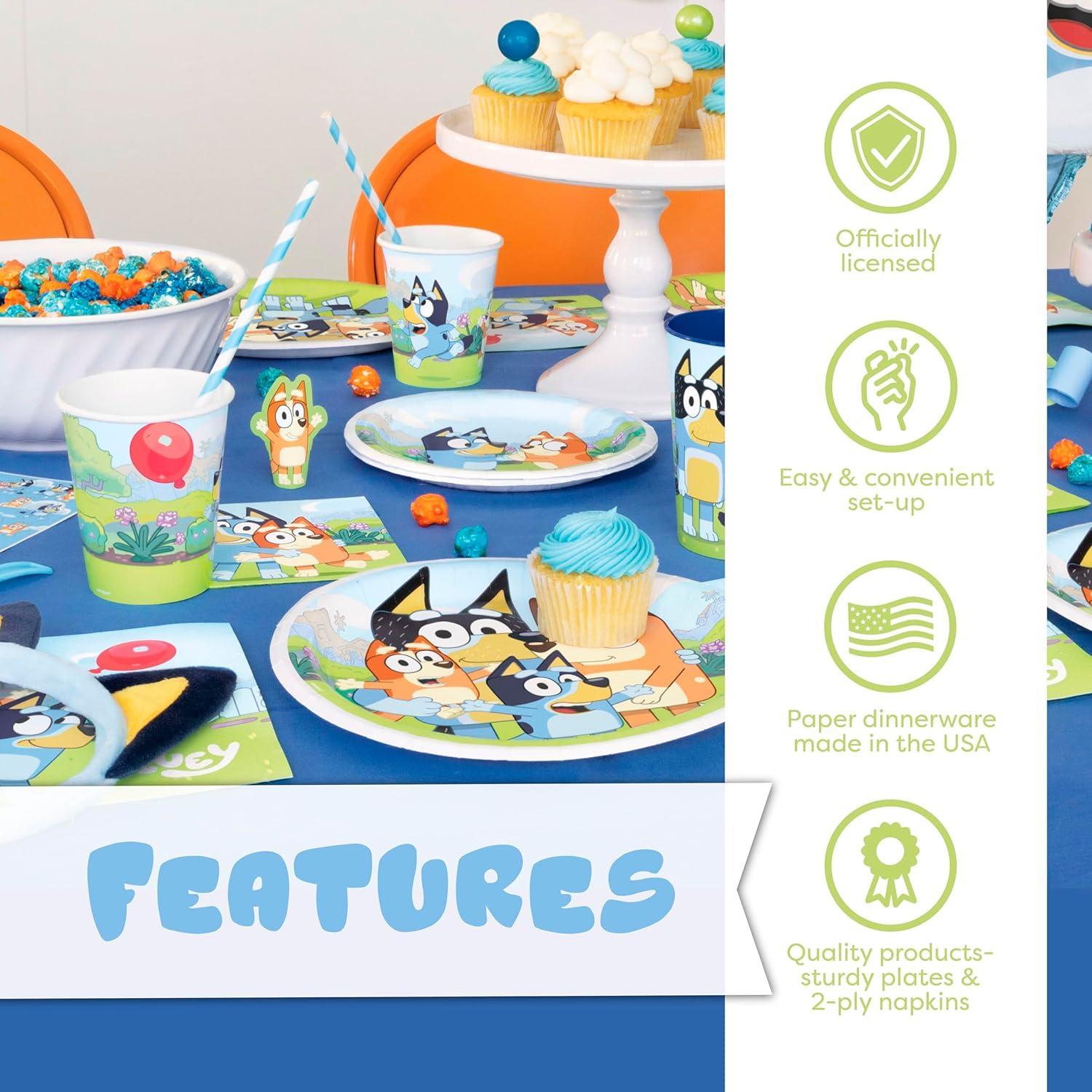 imageUnique Bluey Birthday Party Supplies and Decorations Bluey Tablecover Plates Cups Napkins Button