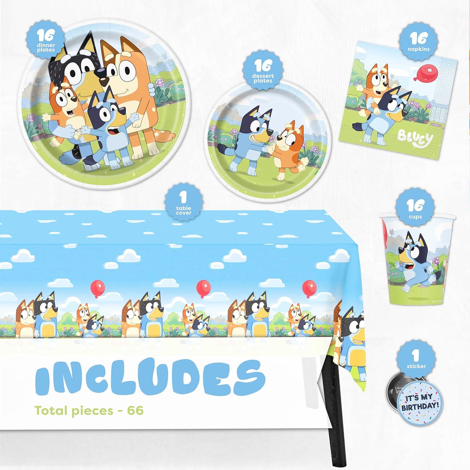 imageUnique Bluey Birthday Party Supplies and Decorations Bluey Tablecover Plates Cups Napkins Button