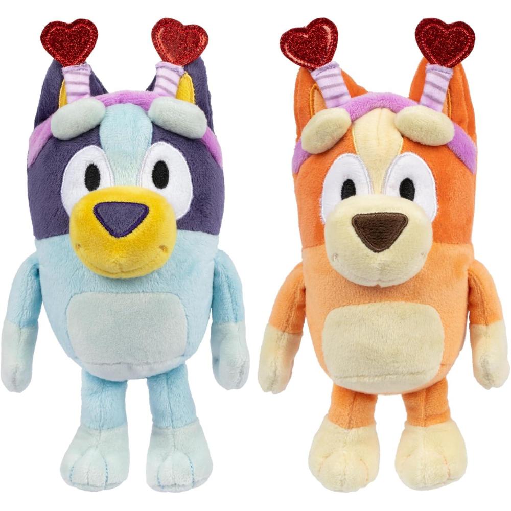 imageBluey 2Pack Smoochy Kiss Plush with Glittery Heart Headband Bingo 2 EpisodeThemed Figures with Moving Arms 253 Poseable Toys for Kids Recreate Moments from The Show