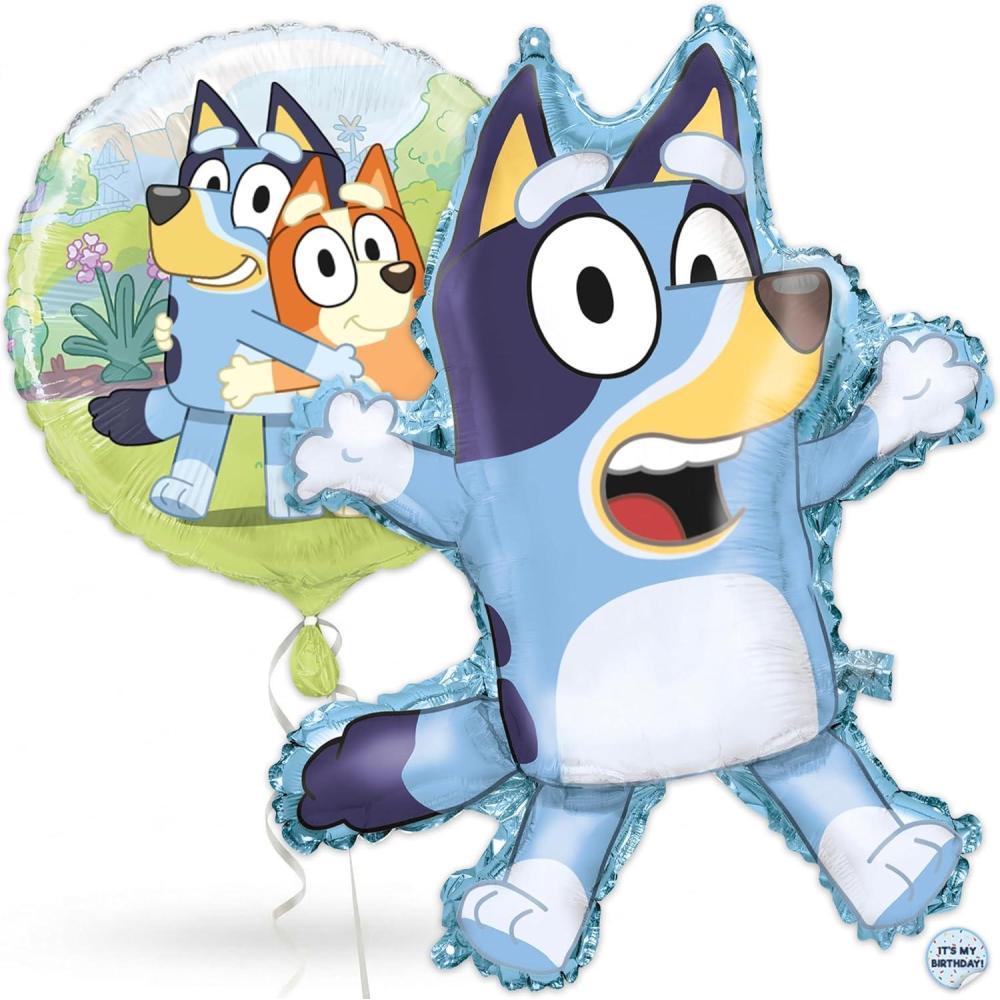imageBluey Birthday Party Supplies amp Decorations Large 28 Foil Bluey Balloon amp 18 Round Foil Balloon Sticker