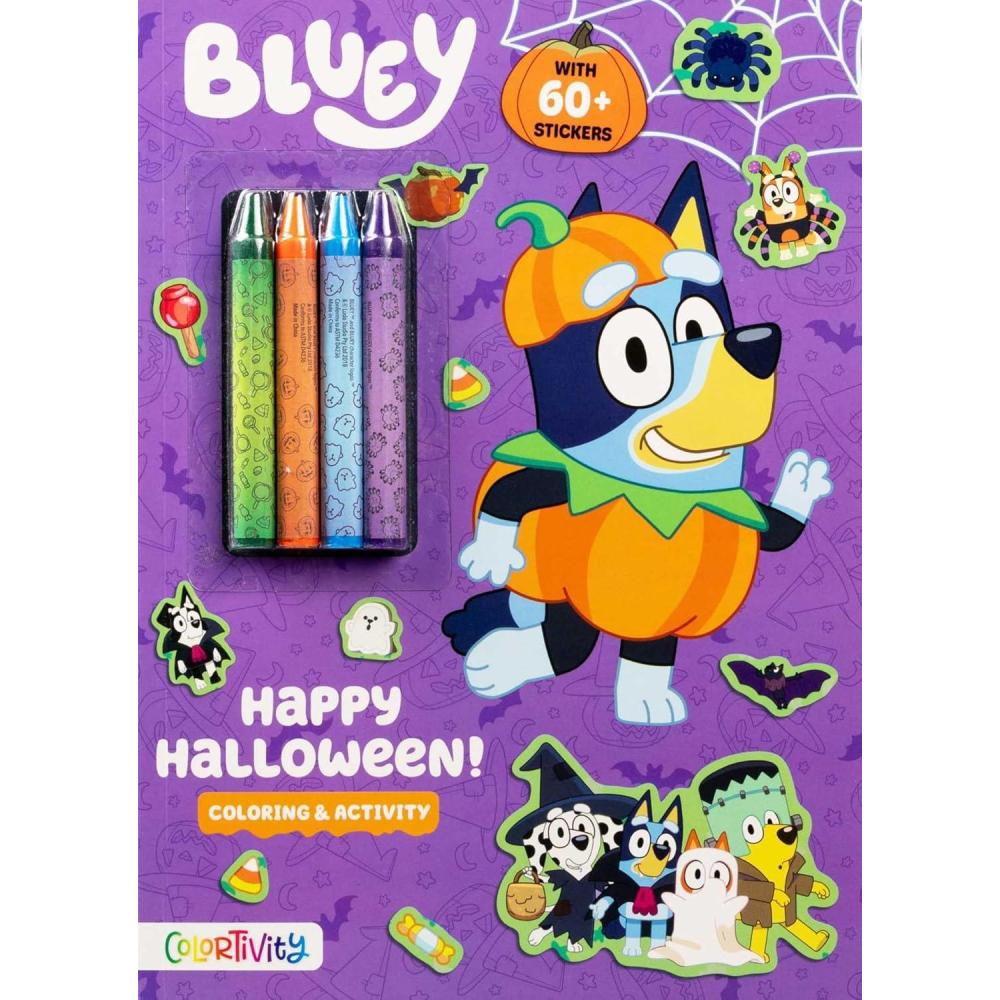 imageBluey Colortivity Happy Halloween Color amp Activity with Crayons