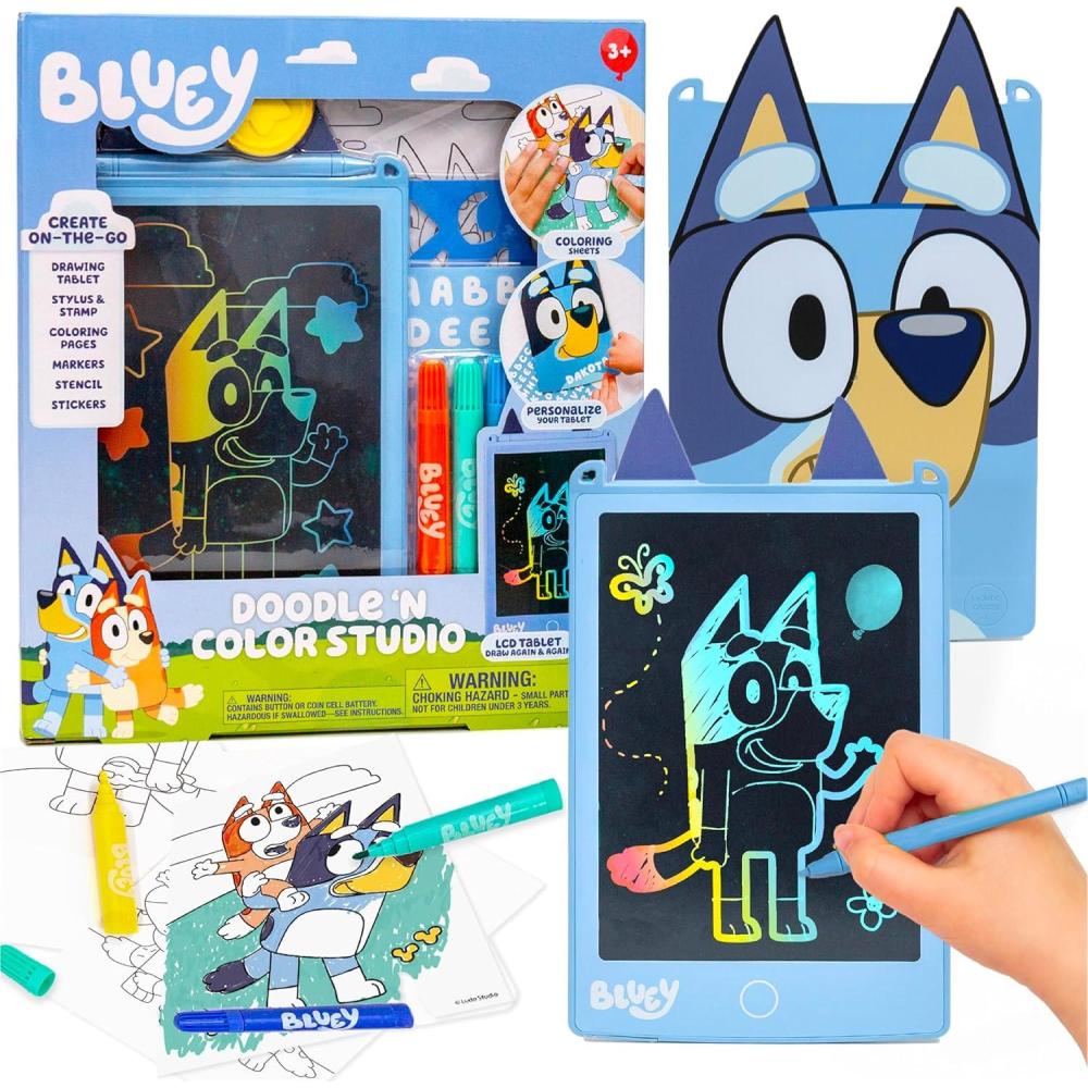 imageBluey Doodle N Color Studio LCD Writing Tablet with Stylus Coloring Sheets Markers amp More