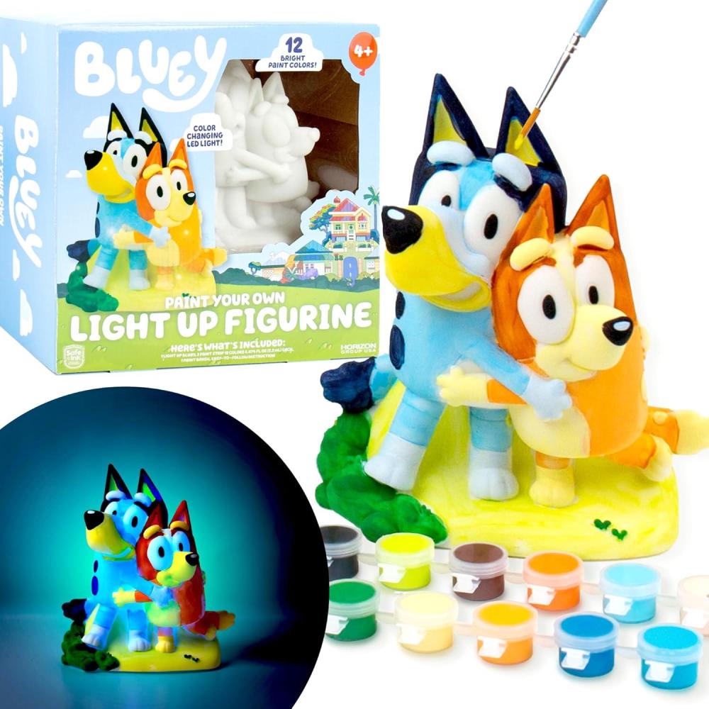 imageBluey Paint Your Own LightUp Figurine Bingo Night Light Toys for Kids Playset Party Decorations Game for Kids Ages 3 SmallBluey Light Up Figurine
