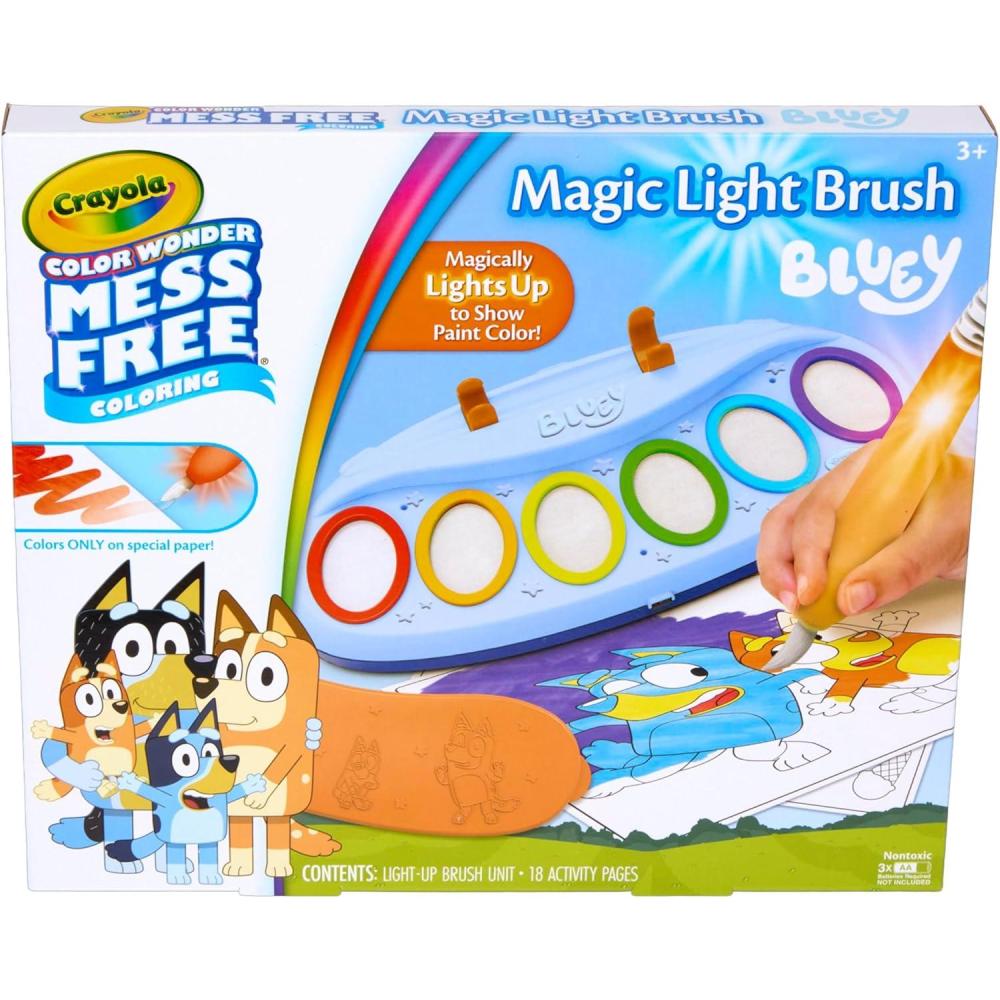 imageCrayola Magic Light Up Bluey Stamper Art Set Toddler Mess Free Coloring amp Stamping Kit Essential Easter Basket Stuffer for Kids Bluey Toys Gifts for Ages 3 4 5Bluey Magic Light Brush
