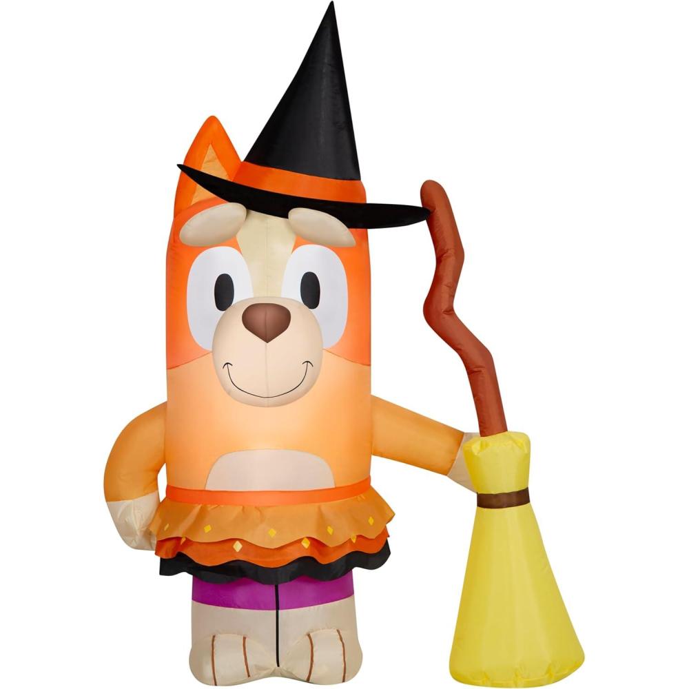 imageGemmy Bingo Halloween Inflatable 35 Ft Tall Lighted Bingo in Witch Costume Yard Decoration Bluey Outdoor Decor with Stakes and TethersBingo Halloween