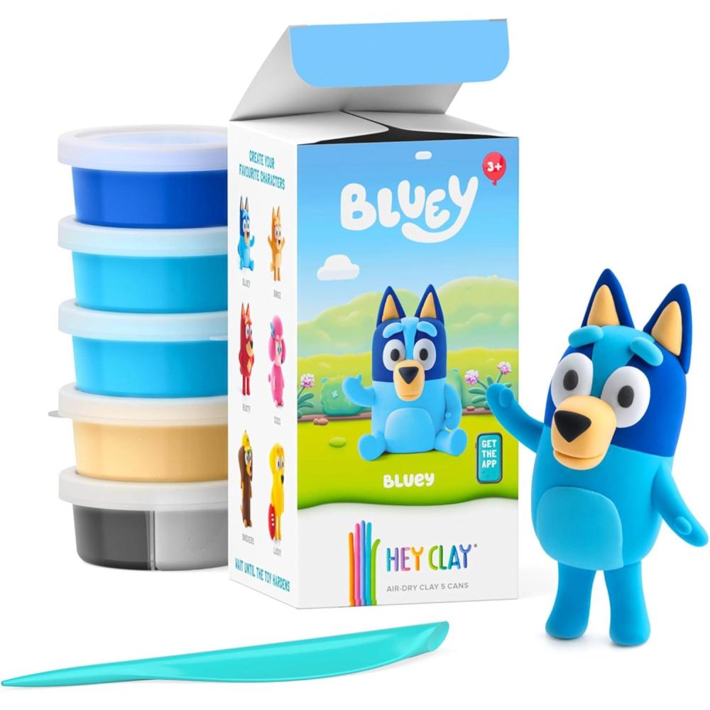 imageHEY CLAY Bluey amp Friends AirDrying Clay for Kids Arts and Crafts Creative Modeling Clay Kit Children Ages 48 RustyBluey