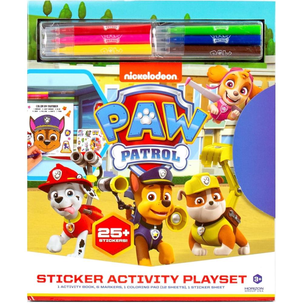 imageHorizon Group USA Activity Book for Kids Coloring and Sticker Games for Children Includes Markers BlueyPaw Patrol Sticker Activity Playset