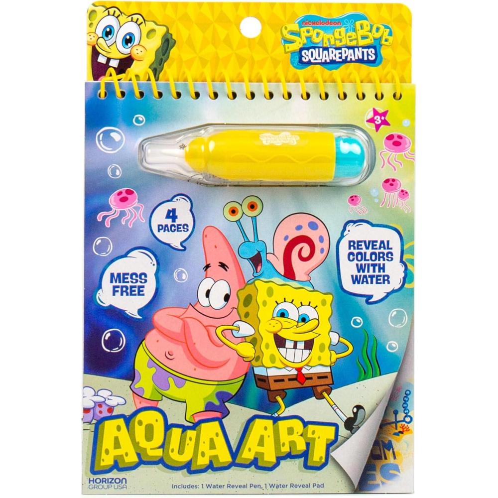 imageHorizon Group USA Bluey Aqua Art  Reusable Water Reveal Activity Pages With Water Pen for NoMess Drawing and ColoringSpongeBob