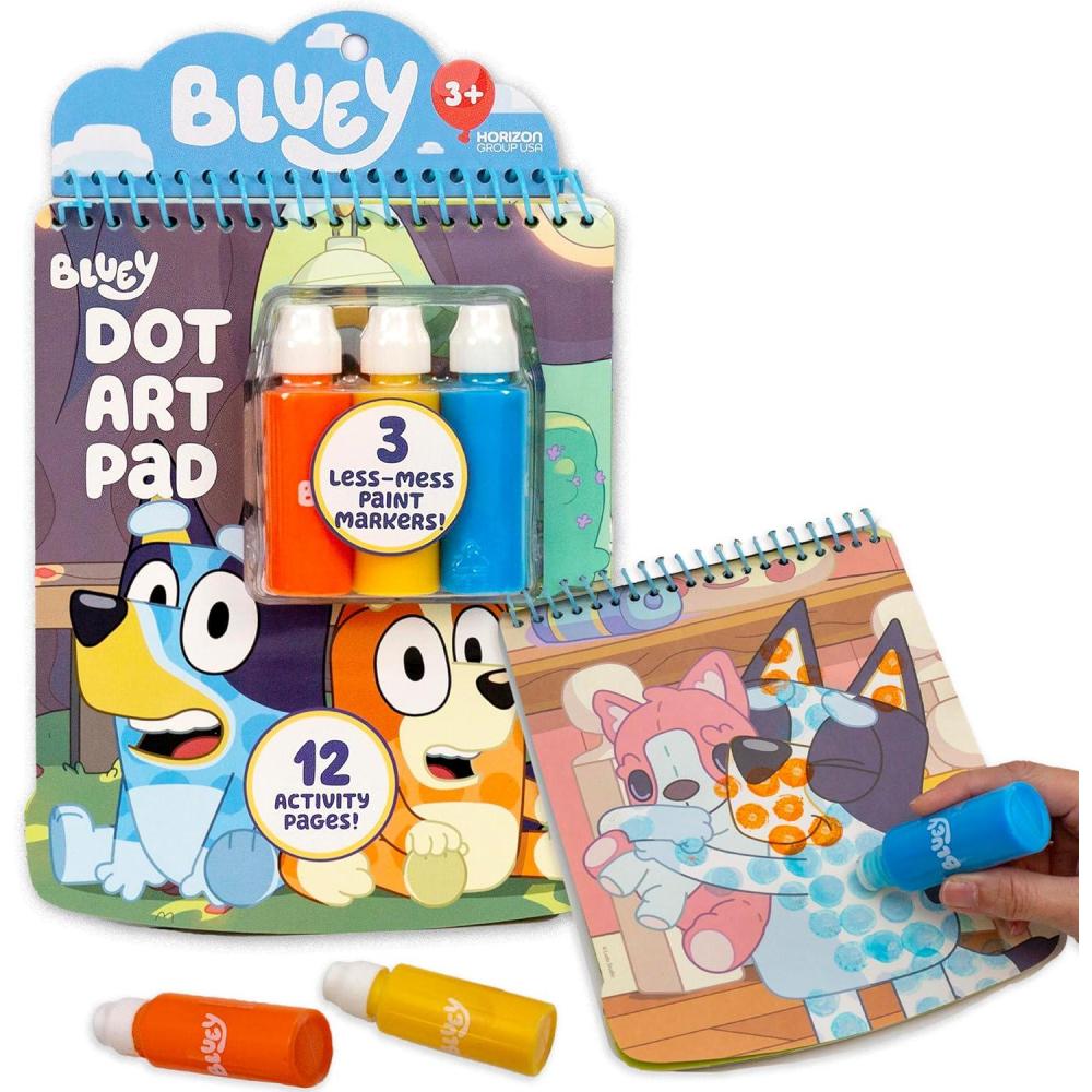 imageHorizon Group USA Bluey Dot Art Pad amp Markers SpiralBound Activity Painting Pad TravelFriendly Dabbers Birthday Party Great MessFree Toddler Toys for Kids Ages 3 4 5 6Bluey