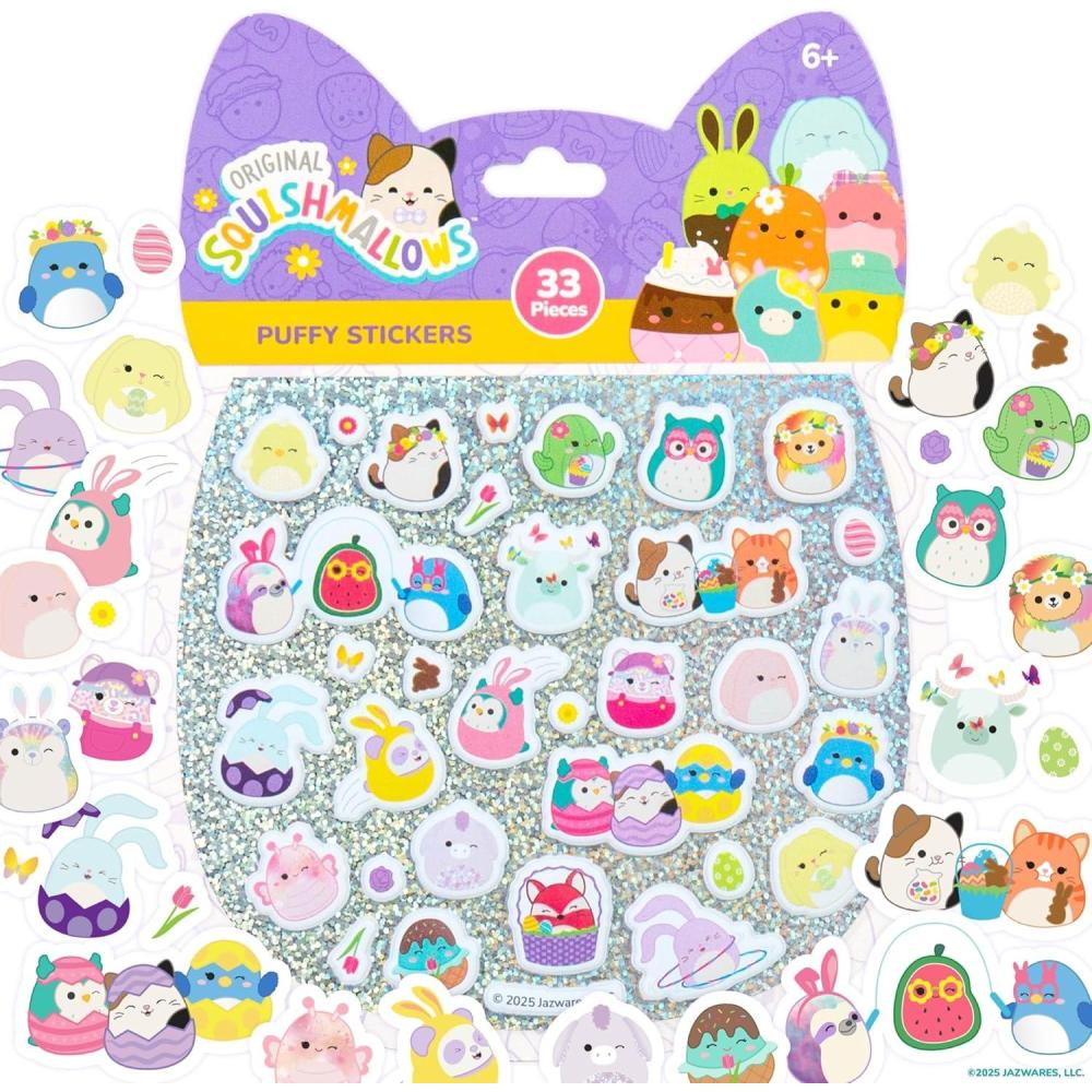 imageHorizon Group USA Bluey Sticker Playset 2 Sticker Play Scenes 35 Reusable Puffy Bluey Repositionable Stickers for Kids Perfect for Travel ScreenFree FunSquishmallows Easter