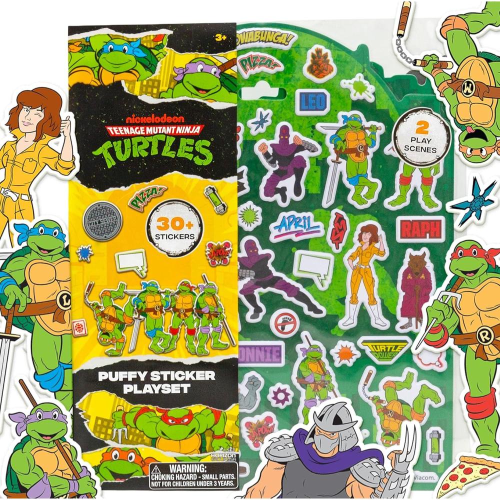 imageHorizon Group USA Bluey Sticker Playset 2 Sticker Play Scenes 35 Reusable Puffy Bluey Repositionable Stickers for Kids Perfect for Travel ScreenFree FunTeenage Mutant Ninja Turtles