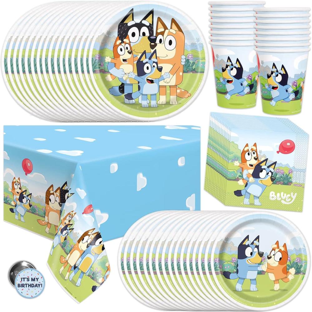 imageUnique Bluey Birthday Party Supplies and Decorations  Bluey Tablecover Plates Cups Napkins Button