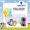 Bluey Bath Creations, 9-Piece Bluey Activity Set, Fun Bluey Bath Toys, Includes Washable Bath Paints, Bath Crayons, Bath Toy Storage, Bath Paint for Toddlers 1-3, Fun Bluey Gifts, Toddler Art Supplies