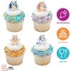 DecoPac Bluey So Much Fun Rings, 24 Cupcake Decorations Featuring Bluey, Bingo, Bandit, and Chilli, 3D Food Safe Cake Toppers – 24 Pack(1.4 x 1.75 inches)