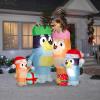 Gemmy Bingo Halloween Inflatable, 3.5 Ft Tall Lighted Bingo in Witch Costume Yard Decoration, Bluey Outdoor Decor with Stakes and Tethers(Bluey Family Scene Christmas)