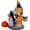 Gemmy Bingo Halloween Inflatable, 3.5 Ft Tall Lighted Bingo in Witch Costume Yard Decoration, Bluey Outdoor Decor with Stakes and Tethers(Bluey Family Scene Halloween)
