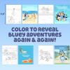 Horizon Group USA Bluey Aqua Art – Reusable Water Reveal Activity Pages With Water Pen for No-Mess Drawing and Coloring(Bluey)