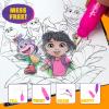 Horizon Group USA Bluey Aqua Art – Reusable Water Reveal Activity Pages With Water Pen for No-Mess Drawing and Coloring(Dora Aqua Art)