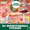 Horizon Group USA Bluey Sticker Playset, 2 Sticker Play Scenes, 35+ Reusable Puffy Bluey Repositionable Stickers for Kids, Perfect for Travel, Screen-Free Fun(Bluey Holiday)