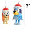 Kurt Adler Bluey and Bingo Ornament Set(Personalized Bluey and Bingo in Santa Hat Ornaments)