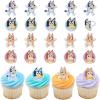 DecoPac Bluey So Much Fun Rings, 24 Cupcake Decorations Featuring Bluey, Bingo, Bandit, and Chilli, 3D Food Safe Cake Toppers – 24 Pack(1.4 x 1.75 inches)