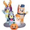 Gemmy Bingo Halloween Inflatable, 3.5 Ft Tall Lighted Bingo in Witch Costume Yard Decoration, Bluey Outdoor Decor with Stakes and Tethers(Bluey Family Scene Halloween)