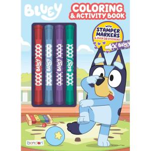 Bluey Coloring Book Includes Stamper Markers and Stickers, Coloring Fun with Bluey and Friends, Creative Kids Activity Book for Girls and Boys Ages 4+