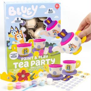 Bluey Paint Your Own Light-Up Figurine, Bingo Night Light, Toys for Kids, Playset, Party Decorations, Game, for Kids Ages 3+, Small(Bluey Tea Set)