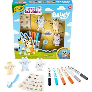 Crayola Scribble Scrubbies Deluxe Bluey Playset (3ct), Toddler Arts & Crafts Kit, Washable Stickers, Bluey Toys, Gift for Girls & Boys, Ages 3+(Deluxe)