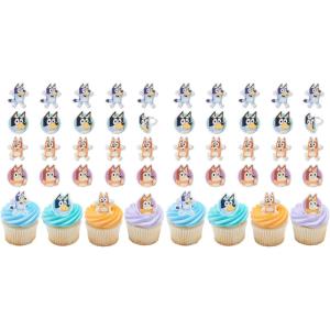 DecoPac Bluey So Much Fun Rings, 24 Cupcake Decorations Featuring Bluey, Bingo, Bandit, and Chilli, 3D Food Safe Cake Toppers – 24 Pack(1.4 x 1.75 inches (Pack of 2))